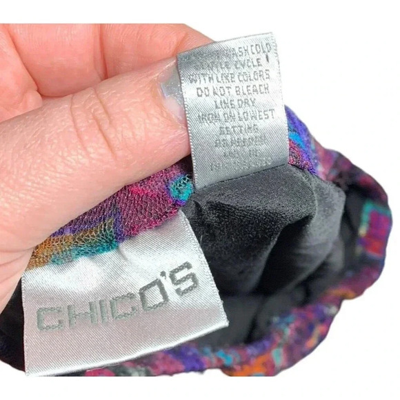 CHICO'S Tiered Ruffle Hem Midi Skirt Womens Size 2 (Large) Colorful Y2K Pull On - Picture 5 of 6